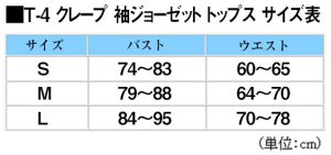 T-4 クレープ 袖ジョーゼットトップス　サイズ