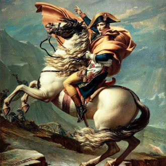 Napoleon_ダヴィッド『ベルナール峠からアルプスを越えるボナパルト』