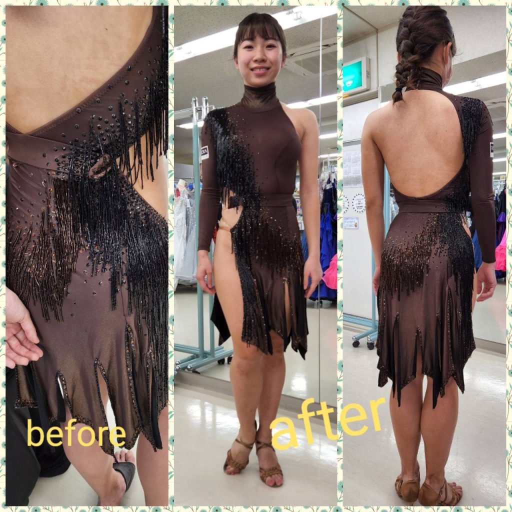 ダンスドレスお直し　ドレスリフォーム　ドレスリメイク　プロのドレス直し　ドレス直し一番　白樺ドレスリフォーム　