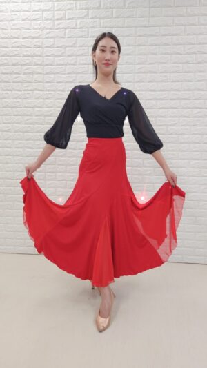 エスカルゴ調シースルー社交ダンス用レッスンスカート