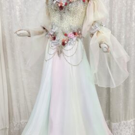 【試着・レンタル・購入】花モチーフがキュートな、モダン用社交ダンスドレス - 画像 (2)
