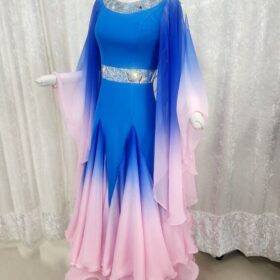 【試着・レンタル・購入】ロイヤルブルーにピンクのグラデーションスタンダードドレス - 画像 (2)