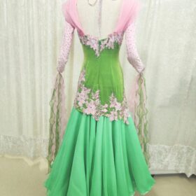【試着・レンタル・購入】社交ダンスドレス　グリーン　MLサイズ　スタンダードドレス - 画像 (3)