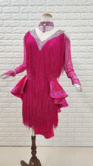 【試着・レンタル・購入】社交ダンスドレス　ローズ　Mサイズ　ラテンドレス