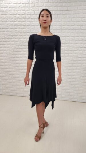 社交ダンスラテンスカート 黒 レッスンスカート2103065