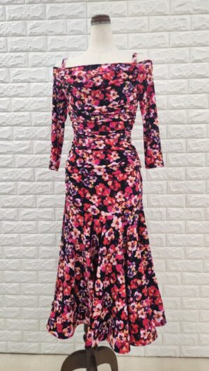 パーティー　レッスン兼用セットアップ　上下セット花柄　社交ダンス