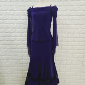 パーティー レッスン兼用セットアップ 上下セット濃紫 社交ダンス