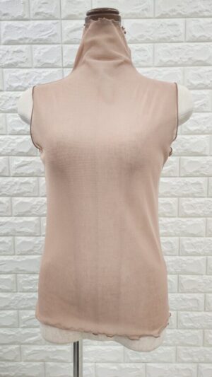 ハイネック　ベージュネットトップス　レディース　0040259