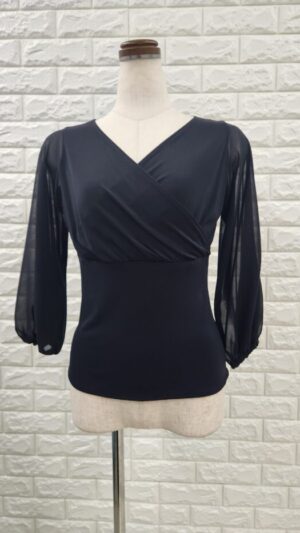 カシュクールトップス　レディースレッスンウェア　黒2508037