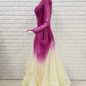 試着・レンタル・購入】社交ダンスドレス ワイン～クリーム Mサイズ