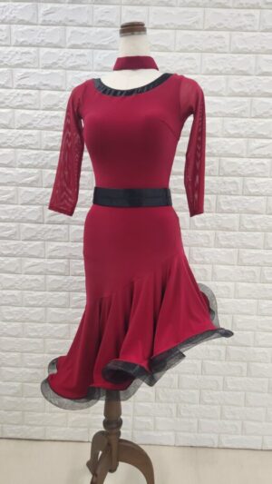 フレアラテンワンピース　パーティー＆レッスン　レッド×ブラック103