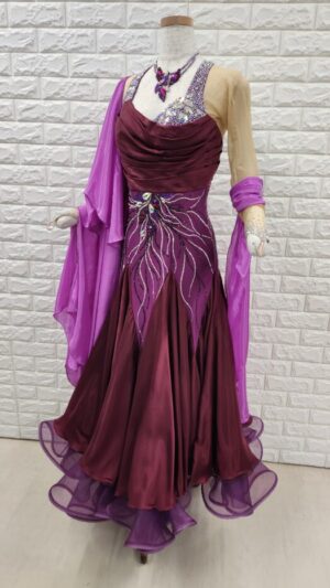 【試着・レンタル・購入】社交ダンスドレス　MLサイズ　オーキッド　スタンダードドレス817-ML