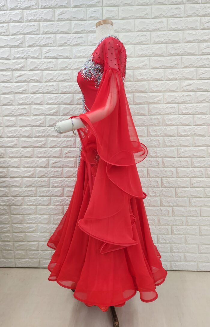 試着・レンタル・購入】社交ダンスドレス Lサイズ 赤 スタンダード