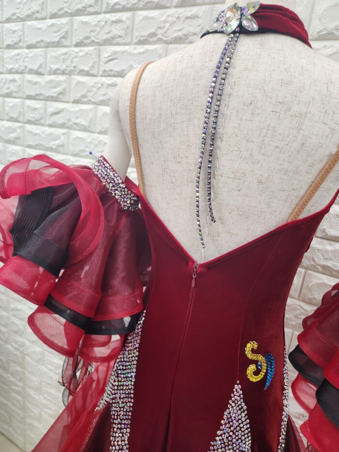 試着・レンタル・購入】社交ダンスドレス Mサイズ ワイン スタンダード