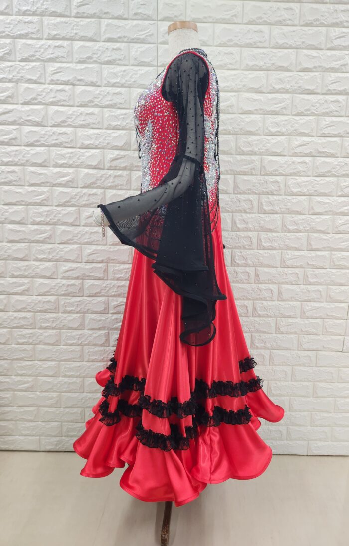 試着・レンタル・購入】社交ダンスドレス LLサイズ 赤黒 パソ用ラテン