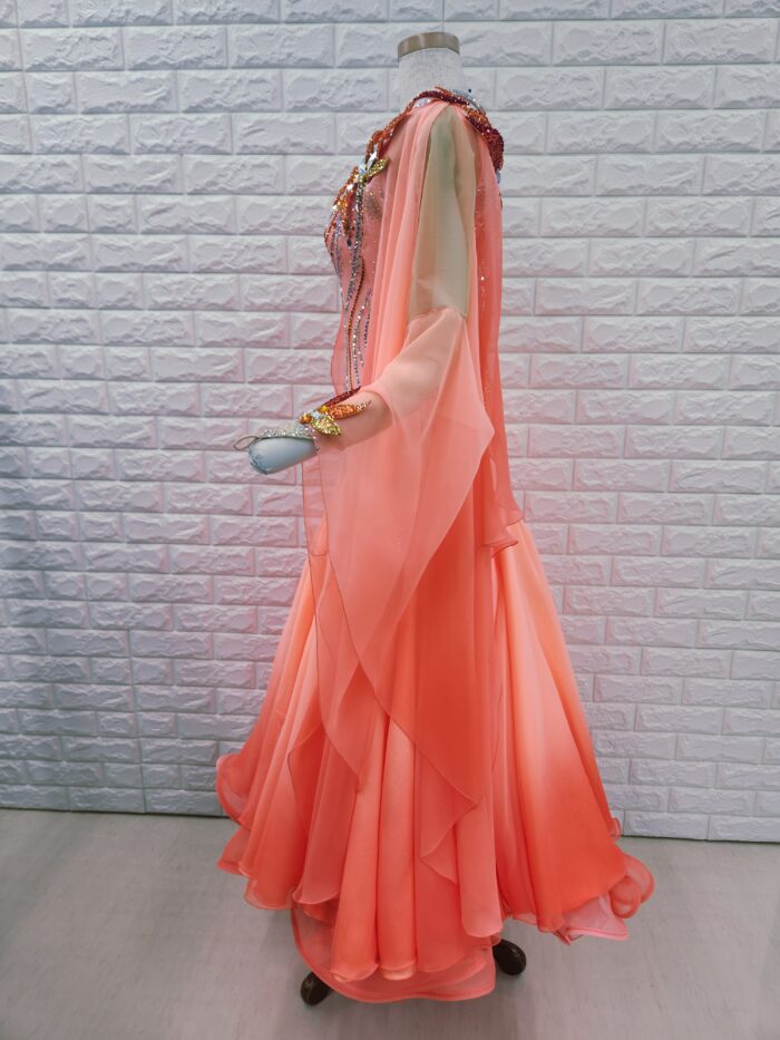 試着・レンタル・購入】社交ダンスドレス Lサイズ オレンジ