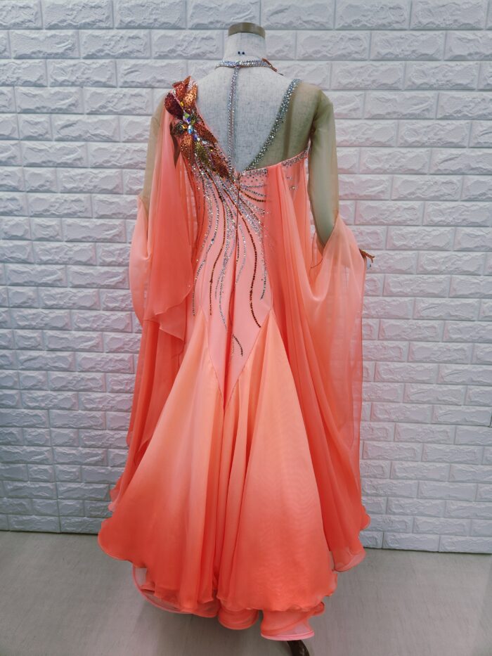 B1184★SMサイズ★日本製☆蛍光オレンジ/スタンダードドレス☆社交ダンス B1184☆SMサイズ☆日本製☆蛍光オレンジ/スタンダードドレス☆社交