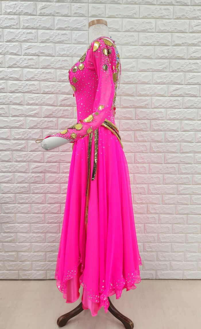 試着・レンタル・購入】社交ダンスドレス Mサイズ ピンク アメリカン