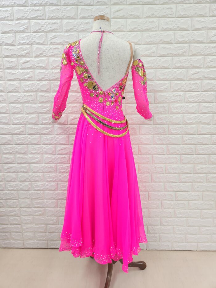 試着・レンタル・購入】社交ダンスドレス Mサイズ ピンク アメリカン