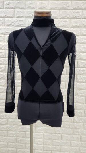 社交ダンスメンズラテンシャツ　Sサイズ　黒17125