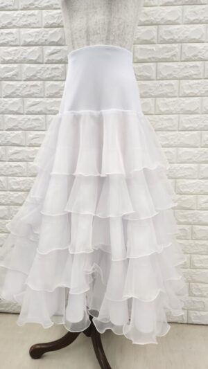 社交ダンススカート　ティアード　白StylishMove　SK-6