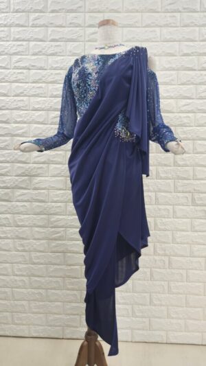 【試着・レンタル・購入】社交ダンスドレス　Lサイズ　ネイビーラテンドレス861-L