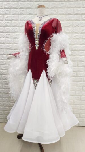 【試着・レンタル・購入】社交ダンスドレス　MLサイズ　ワイン　スタンダードドレス864-ML