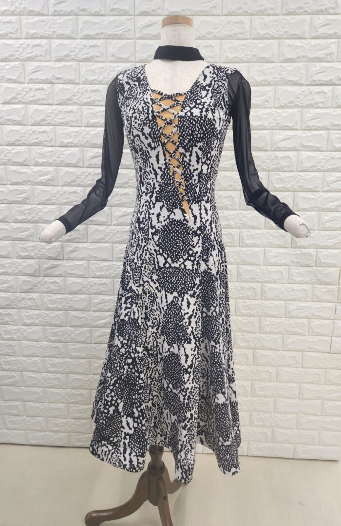 社交ダンスワンピース ロングワンピース レッスン＆パーティー 黒