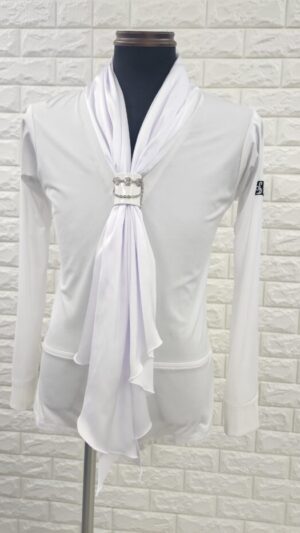 社交ダンスメンズラテンシャツ　Lサイズ　ホワイト17687