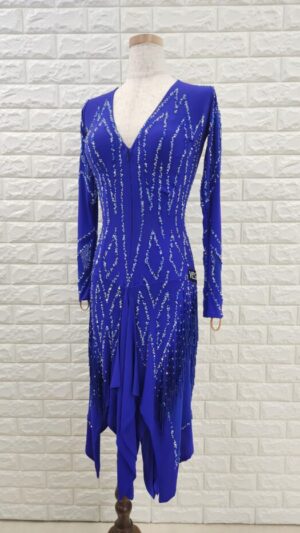 【試着・レンタル・購入】社交ダンスドレス　Mサイズ　VESAサファイアブルーラテンドレス358-M