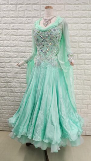 【試着・購入】社交ダンスドレス 委託 Mサイズ ペパーミント スタンダードドレスNo.77