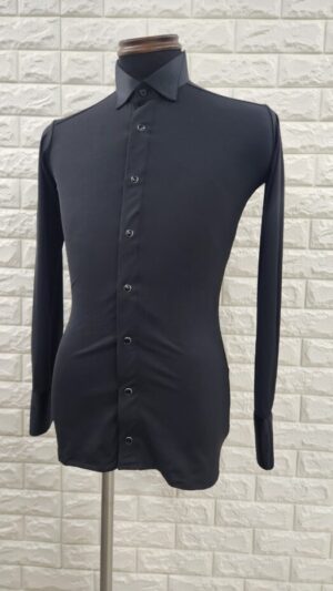 社交ダンス　メンズシャツ　黒　オールラウンドスーパーストレッチシャツ